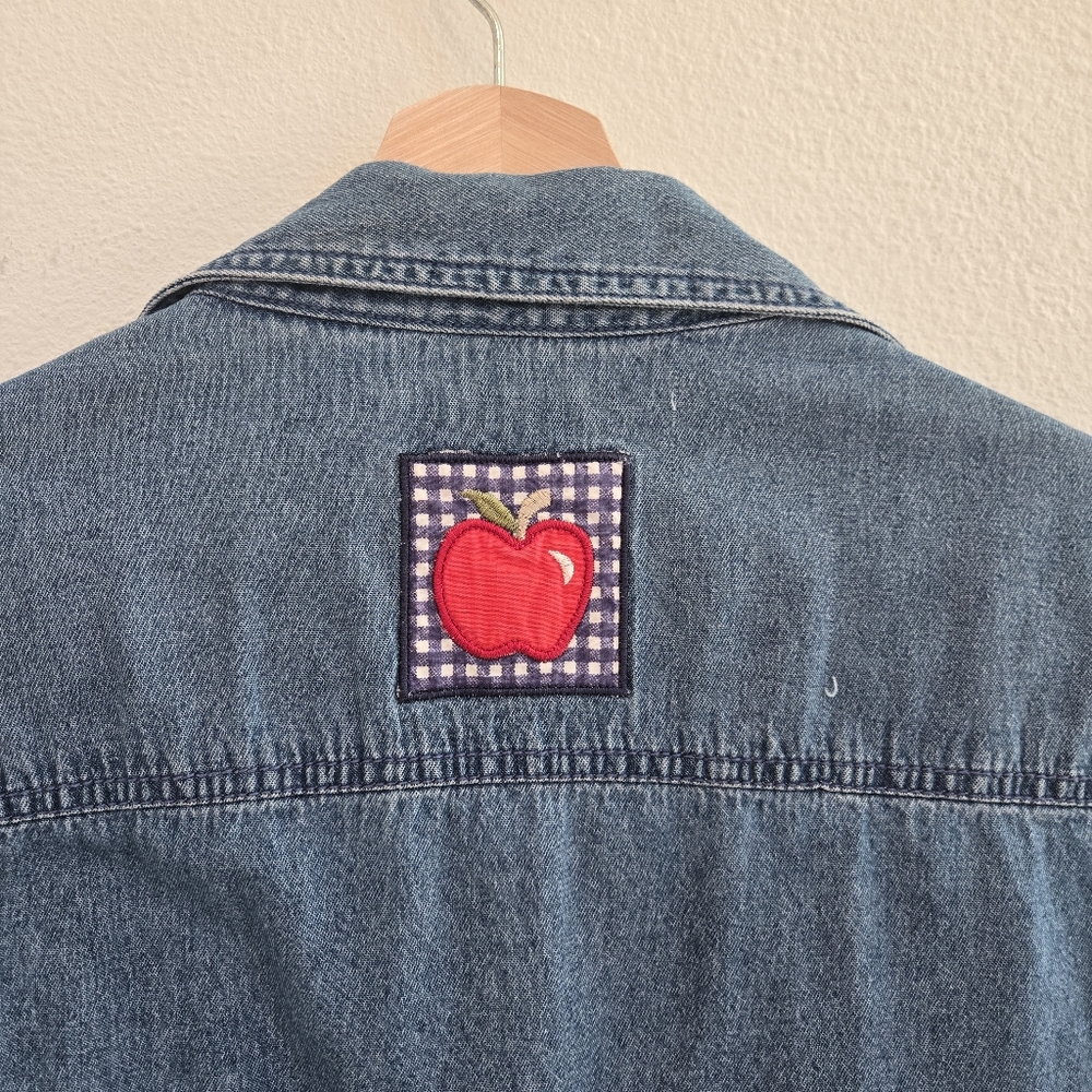 Bobbie Brooks Vintage Apple Pencil school denim button down shirt size XXL - Picture 8 of 10